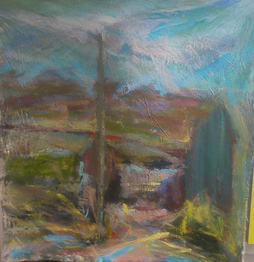 Bojuthnoe 
 Bojuthnoe Farm. Acrylic on canvas, framed, 77.5x71 cms. Stock No. 033/2014/07. Price 1,500. 
 Keywords: Bojuthnoe, Farm, Studio, Paul Wadsworth, Acrylic, Landscape, Expressive, Painting