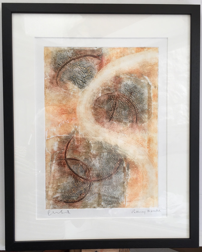 Pathway to somewhere 
 Collagraph on paper 1/1. Framed 51x42 cms. Stock No. 272/2016/08. Price 275. 
 Keywords: Collagraph, Cornwall, Art, Print, Expressive, Contemporary, Abstract, St Ives